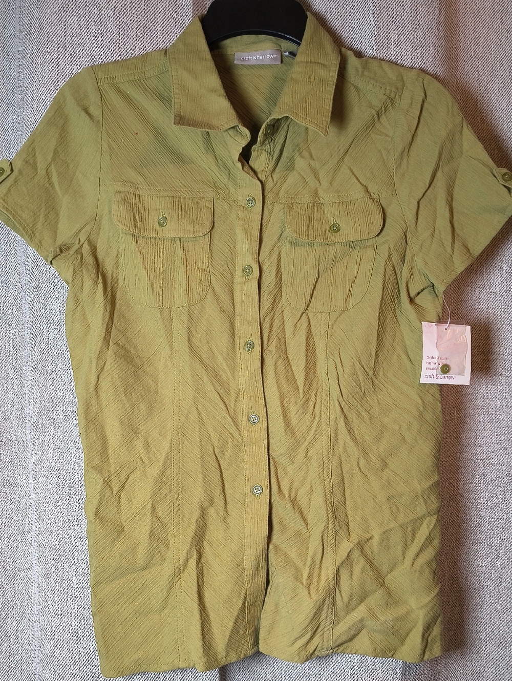 croft & barrow Olive Green Textured Top